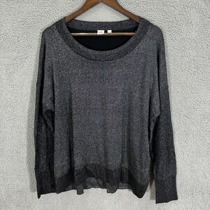 GAP‎ XXL Black Metallic Shimmer Sweater Oversized Y2K Disco Glam Evening Top